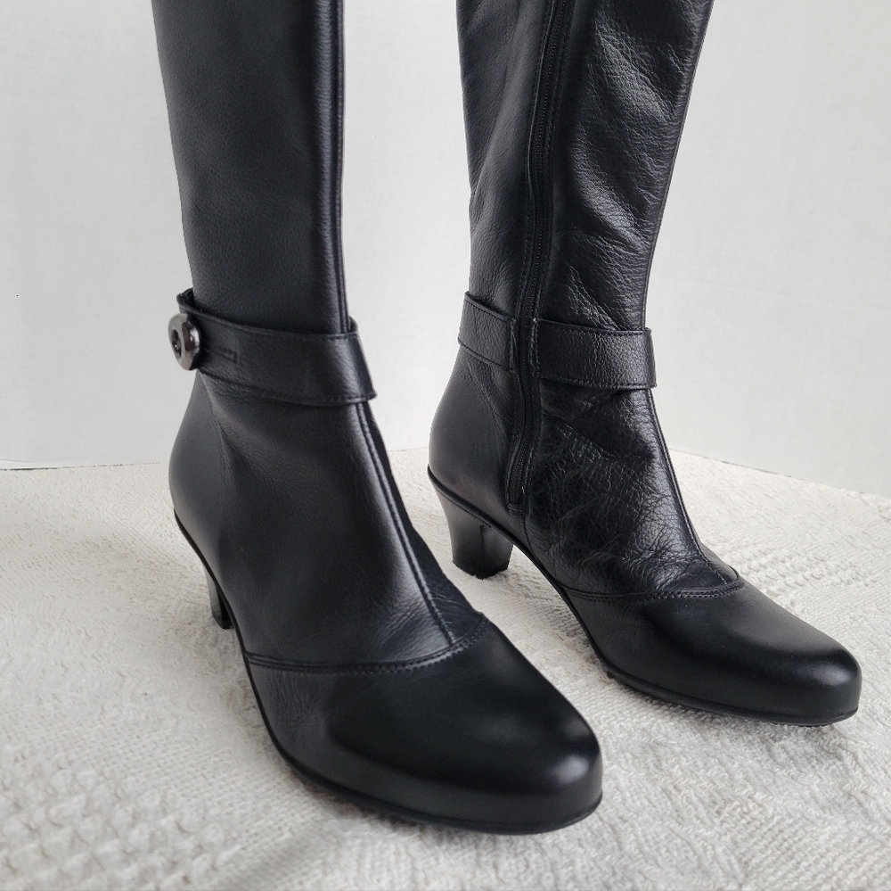 La Canadienne, Leather Zip-Up Knee High Small Heeled, Waterproof, Black Boot - Picture 6 of 13